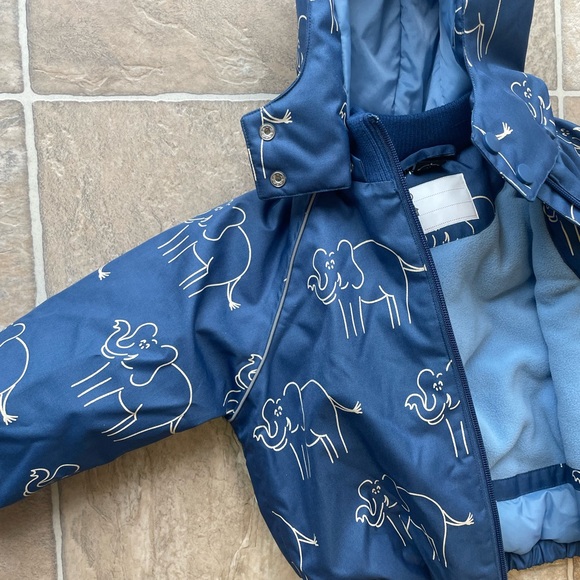 Spring Jacket kids unisex Elephant print jacket w fleece lining - Picture 1 of 13